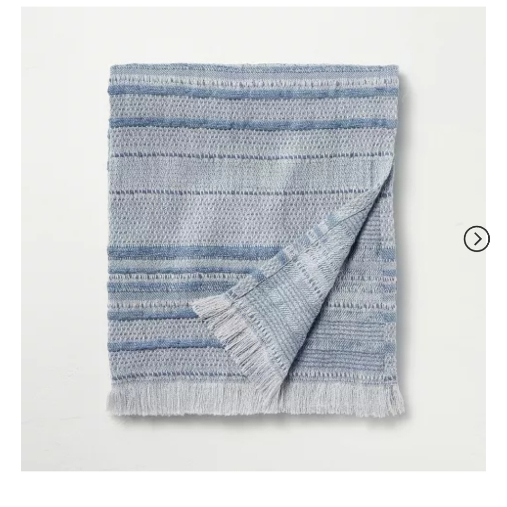 Hearth and hand textured rib stripe dobby throw blanket vintage blue